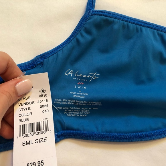 PACSUN LA Hearts Eco Blue Madelyn Sporty Bikini Bottom & Madelyn V Bikini Top - Picture 8 of 11